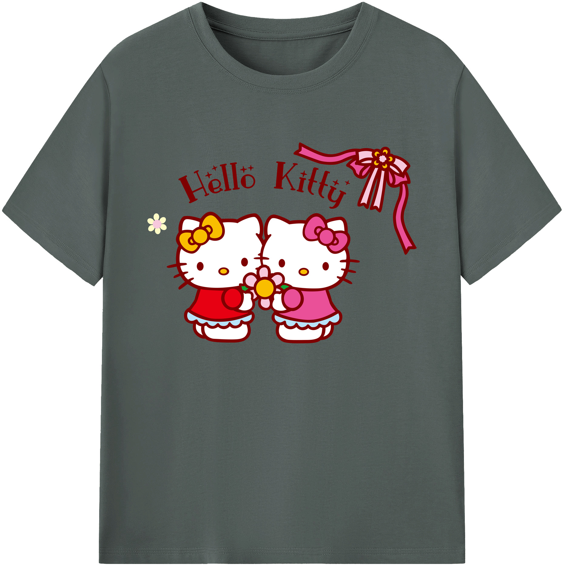 （画像用） Hello Kitty ハローキティ 綿100％ メンズ半袖Tシャツ｜肌触りやわらか＆通気性
